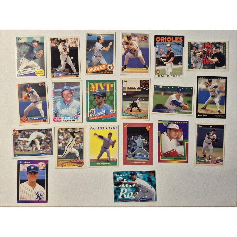 Lot of 18-20 Vintage 1980s-1990s Topps Baseball Cards - Cal Ripken Jr, Nolan...